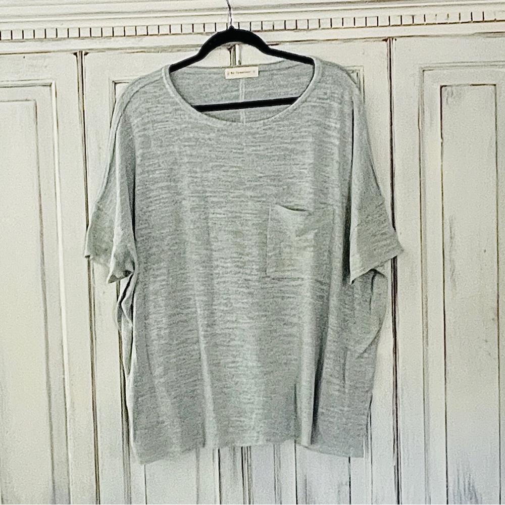 🟠NEW! BY TOGETHER Oversized Exposed Seam Short Sleeve Shirt in Light Sage SMALL